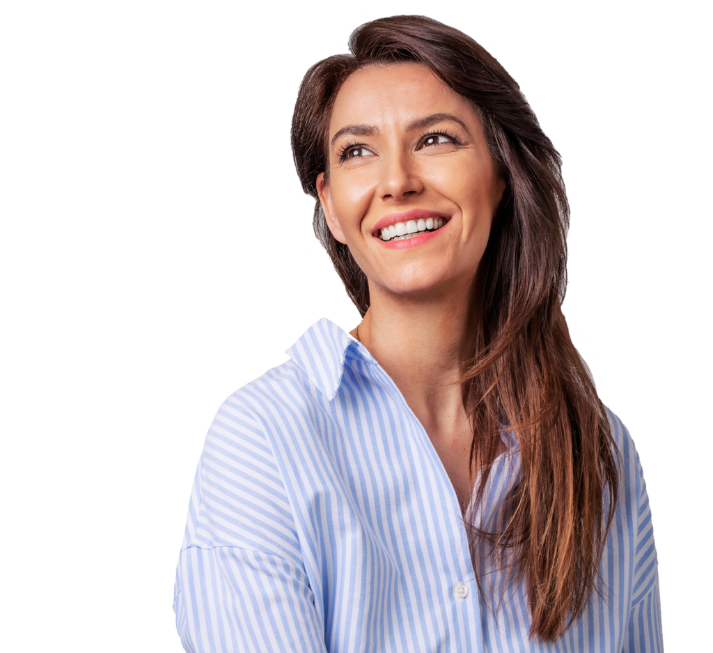 women with porcelain veneers smiling